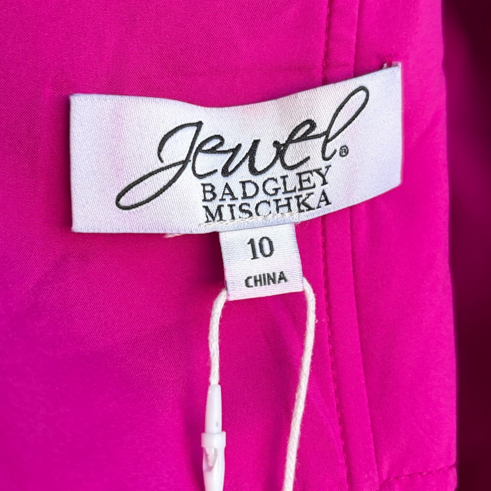 🆕 🌸 Jewel Badgley Mischka Magenta Rosette Mini Dress Size 10 Scuba Party Chic - Picture 11 of 17